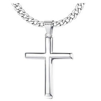 925 Sterling Silver Cross Necklace for Men Women, 5mm 316L Stainless Steel Diamond-Cut Durable Figaro Link Chain or Cuban Link Curb Chain for Men, Mens Silver Crucifix Cross Pendant Necklaces Jewelry 16-30 Inches