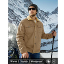 MAGCOMSEN Men's Winter Jacket Sherpa Lined Jacket Warm Trucker Coat Multi Pocket Casual Collared Menswear Tops Cotton Fleece Long Sleeve