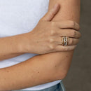 Tewiky Gold  Interlocked Stackable Rings for Women - Statement Multi Ring Mixed Metals Stack - Cubic Zirconia Two-Toned Stacking Jewelry