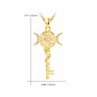 Audinceed Hecate's Key S925 Sterling Silver Moonstone Necklace, Witchtok Collection, Hekate Triple Moon Goddess Pagan Wiccan Magic Silver Necklace Pendant Protection Blessed Amulet Jewelry Gift for Women Men