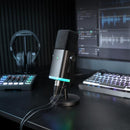 FIFINE AM8 XLR/USB Gaming Microphone for Podcast Recording, Dynamic RGB Mic with Quick Mute, headphone jack, Gain Knob, Volume Control, Desktop Mic for PC Gamer, XLR mic for audio interface mixer, for smartphone