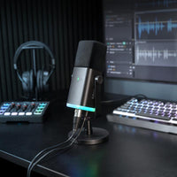 FIFINE AM8 XLR/USB Gaming Microphone for Podcast Recording, Dynamic RGB Mic with Quick Mute, headphone jack, Gain Knob, Volume Control, Desktop Mic for PC Gamer, XLR mic for audio interface mixer, for smartphone