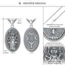 DRINSPER Hecate Necklace 925 Sterling Silver Goddess of Witches of Magic Hekate Pendant Necklace Ancient Greek Mythology Night of Hekate The Ancient Origins of the Goddess of Witchcraft and Moon Amulet Jewelry Pagan Jewelry for Women Men
