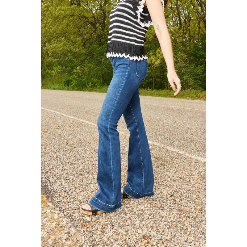 3 LENGTHS The Gwen from Lovervet: Mid-Rise Tummy Control Flare Denim  Fit Jean Womenswear Bottom