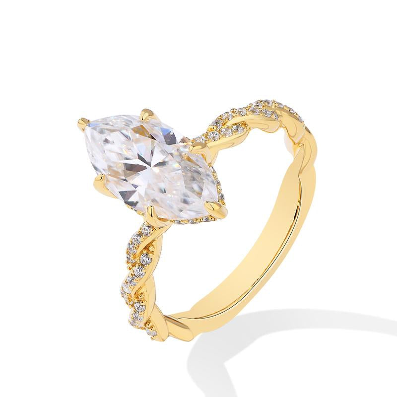 Gorgeous 3CT Marquise Shape  D Color VVS1 Synthetic Moissanite Ring  for Women Anniversary Party Gift R196