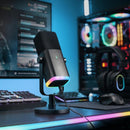 FIFINE AM8 XLR/USB Gaming Microphone for Podcast Recording, Dynamic RGB Mic with Quick Mute, headphone jack, Gain Knob, Volume Control, Desktop Mic for PC Gamer, XLR mic for audio interface mixer, for smartphone