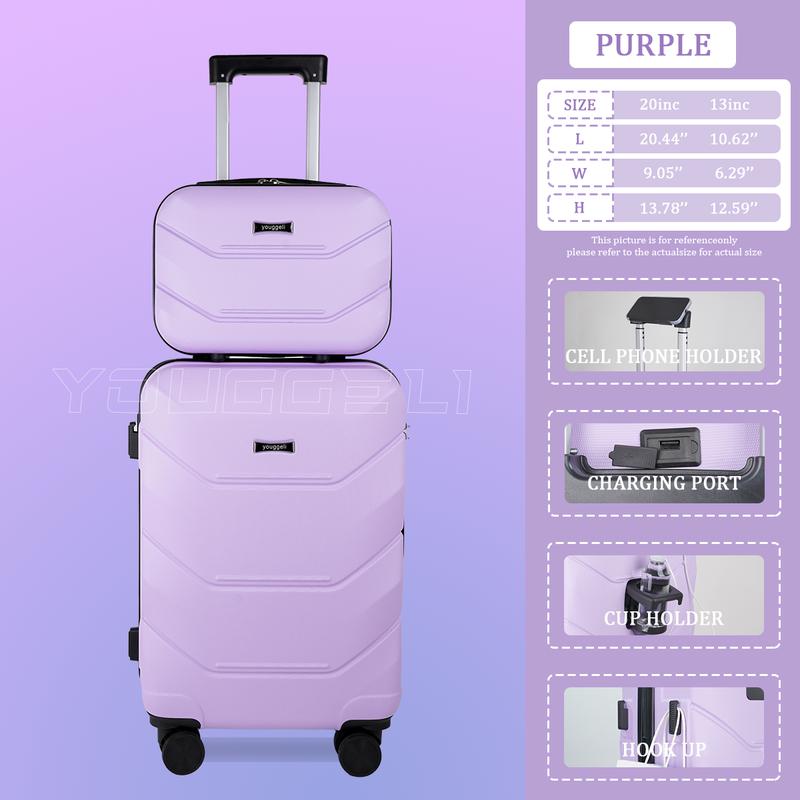 HOt 2025 multifunctional two-piece suitcase, YOUGGELl suitcasea must-have for going out, carry-on suitcase 20 inch+ 13inch /360° universal wheels, cup holder suitcase, chargingport suitcase unisex /business trip / travel /school must-have #outdoorfun