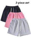 Men's Plain Drawstring Waist Shorts, Basic Casual Sporty Running Pants for Daily Wear and Exercise, Moderate Fabric, Fitted Style Summer Sports Shorts