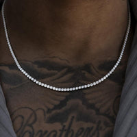 GLD Micro Tennis Necklace in 14k White Gold - Gold Plated, CZ Diamond Stones, Chain Lengths 16-28"