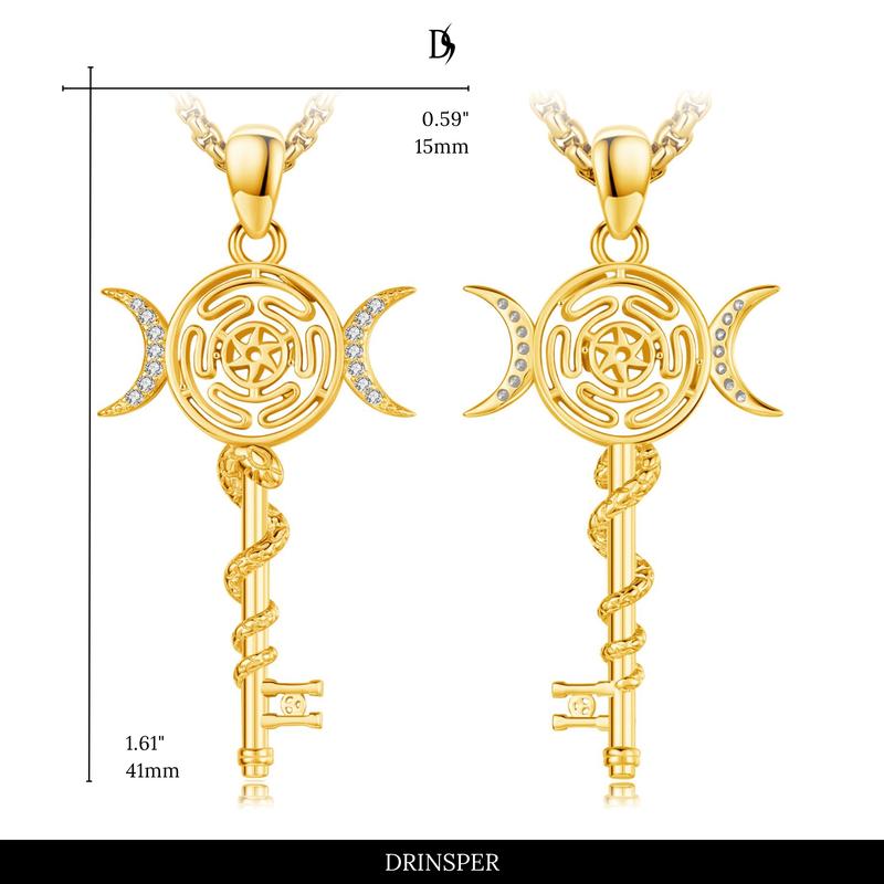 DRINSPER Hecate Necklace 925 Sterling Silver Goddess of Witches of Magic Hekate Pendant Necklace Ancient Greek Mythology Night of Hekate The Ancient Origins of the Goddess of Witchcraft and Moon Amulet Jewelry Pagan Jewelry for Women Men