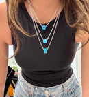 Protect Your Peace 18k Gold Plated Adjustable Chain and Turquoise Glass Bead Necklace For All Genders - Vibrant Hue, Protective Properties, 3 Chain Lengths