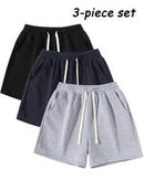 Men's Plain Drawstring Waist Shorts, Basic Casual Sporty Running Pants for Daily Wear and Exercise, Moderate Fabric, Fitted Style Summer Sports Shorts