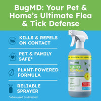 Flea & Tick Spray for Dogs, Cats & Home – Plant-Based Formula with Cedarwood Oil – Indoor/Outdoor Use – 16 oz