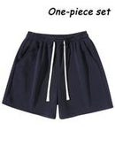 Men's Plain Drawstring Waist Shorts, Basic Casual Sporty Running Pants for Daily Wear and Exercise, Moderate Fabric, Fitted Style Summer Sports Shorts
