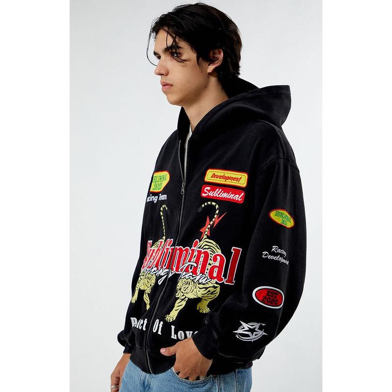 Pacsun Men's Subliminal Racing Full Zip Hoodie
