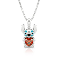 Jeulia Hug Me "Little Monster" Heart Cut Sterling Silver Necklace
