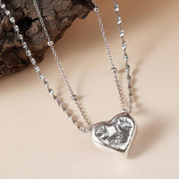D-POW Heart Pendant Necklace - 925 Sterling Silver with Platinum Plating, 18" Chain, 0.6" Pendant, Valentine’s Day Gift, Hypoallergenic & Tarnish-Resistant