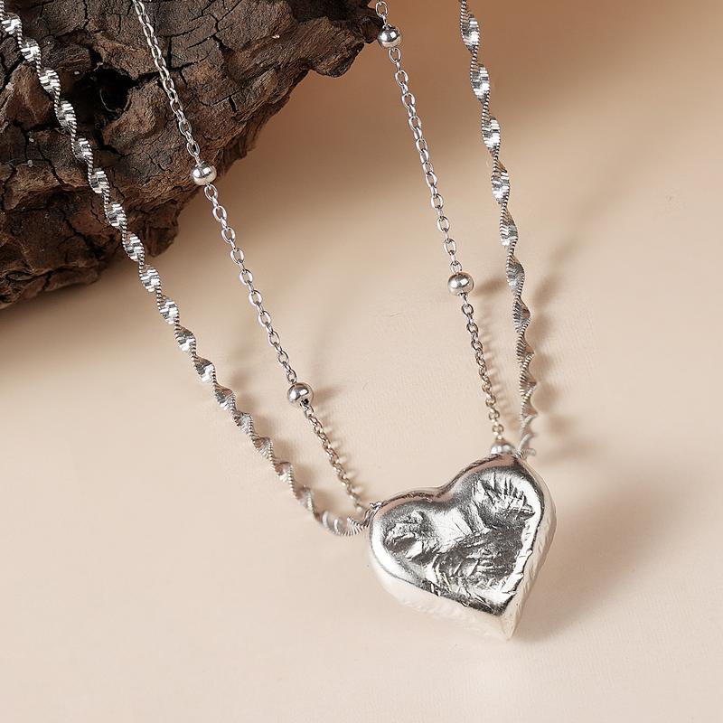 D-POW Heart Pendant Necklace - 925 Sterling Silver with Platinum Plating, 18" Chain, 0.6" Pendant, Valentine’s Day Gift, Hypoallergenic & Tarnish-Resistant