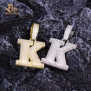 [Buy One Get Free Necklace] Delzzad Hip Hop Large Letter Zirconia Alphbet Pendant Birthday Anniversary Mother's Day Gifts for Men Women