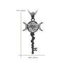 Audinceed Hecate's Key S925 Sterling Silver Moonstone Necklace, Witchtok Collection, Hekate Triple Moon Goddess Pagan Wiccan Magic Silver Necklace Pendant Protection Blessed Amulet Jewelry Gift for Women Men