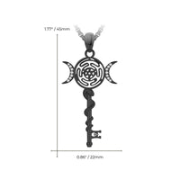 Audinceed Hecate's Key S925 Sterling Silver Moonstone Necklace, Witchtok Collection, Hekate Triple Moon Goddess Pagan Wiccan Magic Silver Necklace Pendant Protection Blessed Amulet Jewelry Gift for Women Men