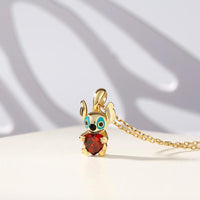 Jeulia Hug Me "Little Monster" Heart Cut Sterling Silver Necklace