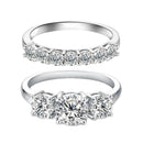 10/10 Moissanite Lab-Created 2Colors Set Ring 2CT VVS Clarity 14K Gold Plated Stackable 3 Stones Hypoallergenic Band for Women Wedding Engagement Birthday Gift Anniversary Prom Party Holiday Date Casual Bling Iced Jewelry