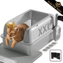 XXL Cat Litter Box Stainless Steel 20L with Lid, XL Large Metal Litter Box High Sided Design,Anti-Urine Leakage, Include Cat Mat & Litter Scoop, Never Absorbs Odors, Easy Cleaning, Non-Sticky,#Catsoft #catlovers