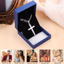 925 Sterling Silver Cross Necklace for Men Women, 5mm 316L Stainless Steel Diamond-Cut Durable Figaro Link Chain or Cuban Link Curb Chain for Men, Mens Silver Crucifix Cross Pendant Necklaces Jewelry 16-30 Inches