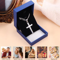 925 Sterling Silver Cross Necklace for Men Women, 5mm 316L Stainless Steel Diamond-Cut Durable Figaro Link Chain or Cuban Link Curb Chain for Men, Mens Silver Crucifix Cross Pendant Necklaces Jewelry 16-30 Inches
