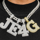 [Buy One Get Free Necklace] Delzzad Hip Hop Large Letter Zirconia Alphbet Pendant Birthday Anniversary Mother's Day Gifts for Men Women
