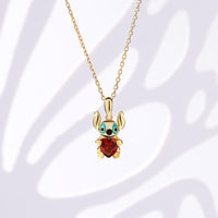 Jeulia Hug Me "Little Monster" Heart Cut Sterling Silver Necklace