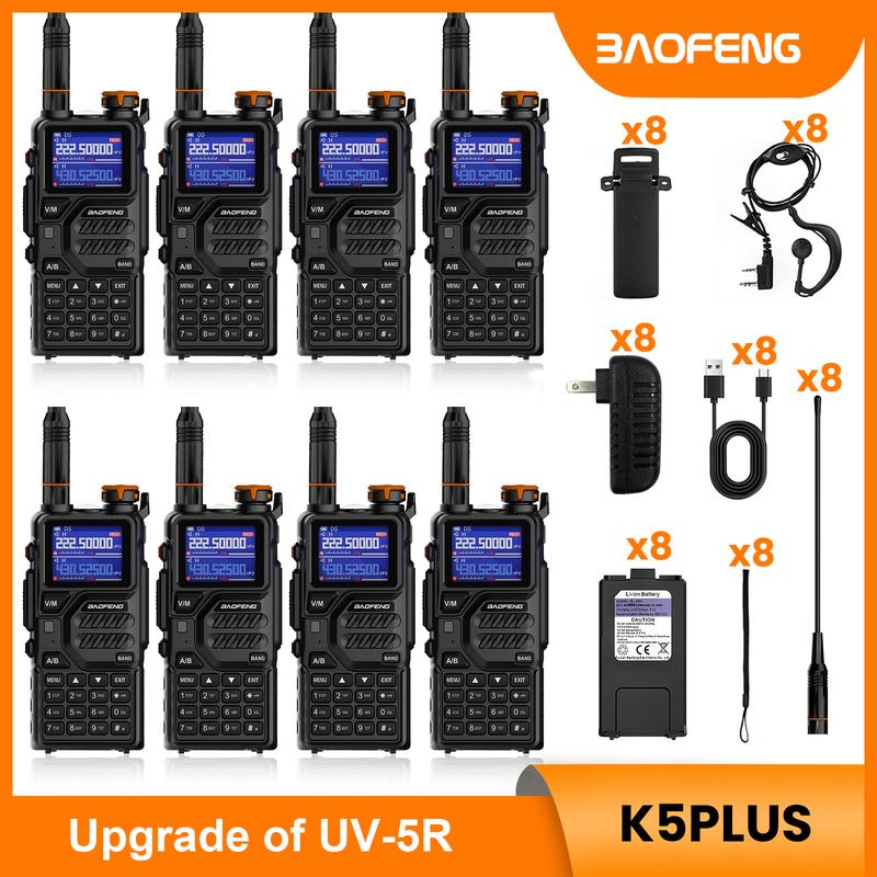 BAOFENG Radio K5PLUS 10W Max Power Long Range Handheld Ham Radio, Rechargeable Walkie Talkie Long Range Two Way GMRS Radio with NOAA Weather Alert Copy Frequency USB-C Charginng Emergency Survival Gear Audio