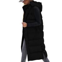 BTFBM Women's Long Puffer Vest with Quilted Hood and Button Down Closure for Winter Coat 2025 - Tops, Womenswear
