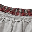 Aelfric Eden Double Waist Plaid Patchwork SweatPants Baggy Wide Leg Sweatpants for Women Loose Long Pants with Pockets