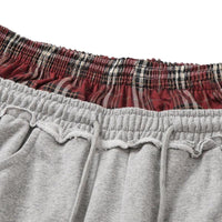 Aelfric Eden Double Waist Plaid Patchwork SweatPants Baggy Wide Leg Sweatpants for Women Loose Long Pants with Pockets