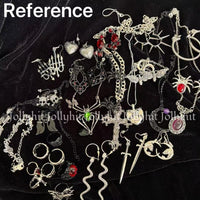 Gothic Witch Mystery Jewelry Jar Set – Halloween jewelry gift，spookyseason，Dark Aesthetic Rings,fallaesthetic Necklaces & occult Earrings with Skulls, Snakes, Witches, Crosses – Punk, Occult, & creepy pasta Style