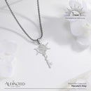 Audinceed Hecate's Key S925 Sterling Silver Moonstone Necklace, Witchtok Collection, Hekate Triple Moon Goddess Pagan Wiccan Magic Silver Necklace Pendant Protection Blessed Amulet Jewelry Gift for Women Men
