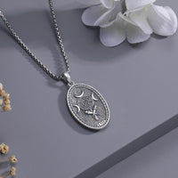 DRINSPER Hecate Necklace 925 Sterling Silver Goddess of Witches of Magic Hekate Pendant Necklace Ancient Greek Mythology Night of Hekate The Ancient Origins of the Goddess of Witchcraft and Moon Amulet Jewelry Pagan Jewelry for Women Men