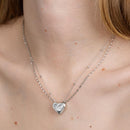 D-POW Heart Pendant Necklace - 925 Sterling Silver with Platinum Plating, 18" Chain, 0.6" Pendant, Valentine’s Day Gift, Hypoallergenic & Tarnish-Resistant