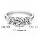 10/10 Moissanite Lab-Created 2Colors Set Ring 2CT VVS Clarity 14K Gold Plated Stackable 3 Stones Hypoallergenic Band for Women Wedding Engagement Birthday Gift Anniversary Prom Party Holiday Date Casual Bling Iced Jewelry
