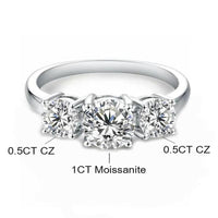 10/10 Moissanite Lab-Created 2Colors Set Ring 2CT VVS Clarity 14K Gold Plated Stackable 3 Stones Hypoallergenic Band for Women Wedding Engagement Birthday Gift Anniversary Prom Party Holiday Date Casual Bling Iced Jewelry
