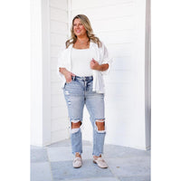 Lovervet Love at First Sight Mid Rise Acid Wash Cropped Straight Leg Jeans