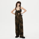 AELFRIC EDEN Women's Leopard Print Overalls Casual Suits Trendy Unique Sleeveless Strap Cotton Jumpsuit for Summer