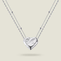 D-POW Heart Pendant Necklace - 925 Sterling Silver with Platinum Plating, 18" Chain, 0.6" Pendant, Valentine’s Day Gift, Hypoallergenic & Tarnish-Resistant