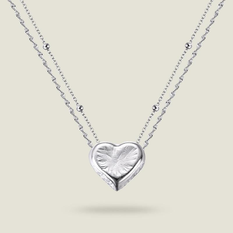 D-POW Heart Pendant Necklace - 925 Sterling Silver with Platinum Plating, 18" Chain, 0.6" Pendant, Valentine’s Day Gift, Hypoallergenic & Tarnish-Resistant