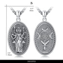 DRINSPER Hecate Necklace 925 Sterling Silver Goddess of Witches of Magic Hekate Pendant Necklace Ancient Greek Mythology Night of Hekate The Ancient Origins of the Goddess of Witchcraft and Moon Amulet Jewelry Pagan Jewelry for Women Men