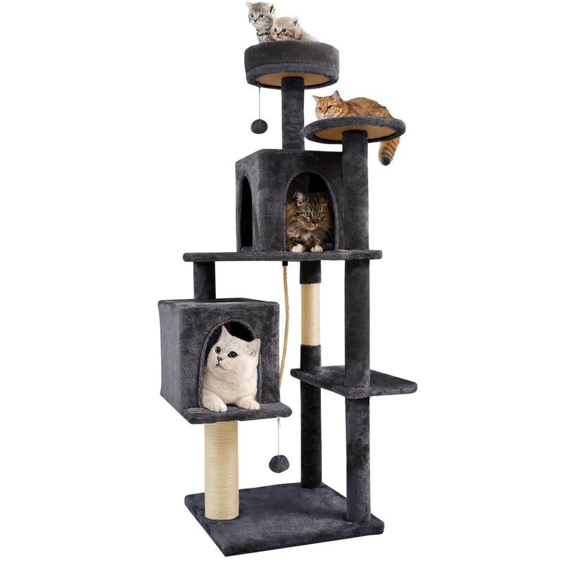 WeCharmer Cat Tree / Tower for Indoor with Green Leaves, Cat Condo Cozy Plush House with Hang Ball,  Pet Furniture with Scratching Posts cat  tree