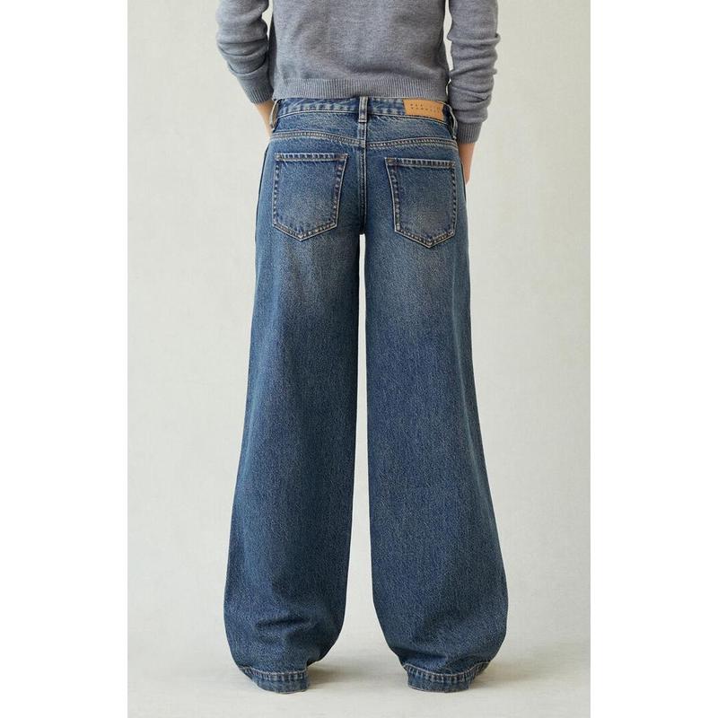 Pacsun Women's Casey Low Rise Baggy Jeans Dark Indigo Tint