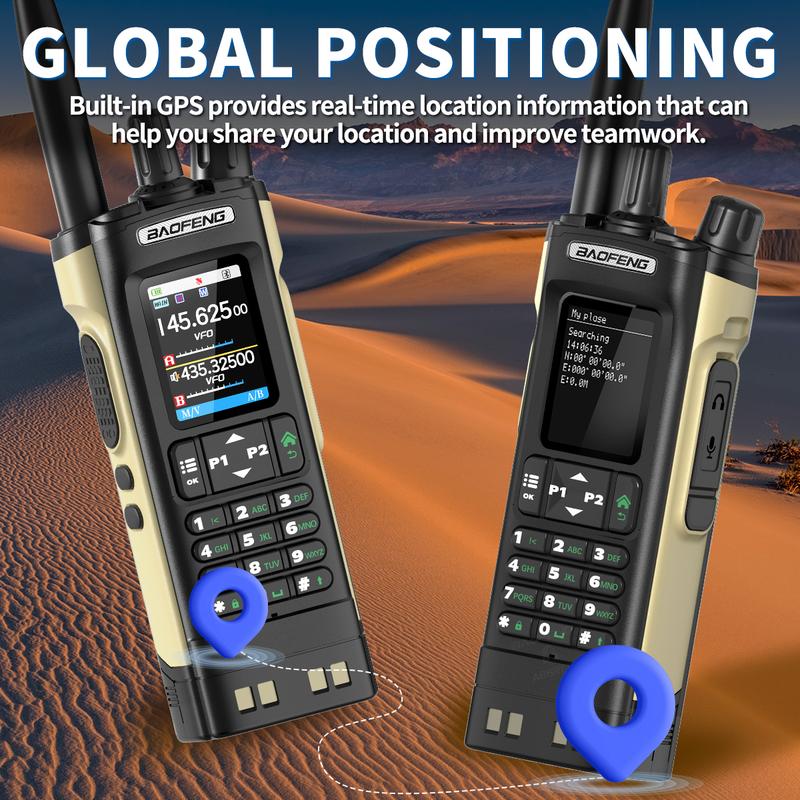 1/2PCS BAOFENG UV32 GPS Ham Radio Walkie Talkie 10W APP Programming Wireless Copy Frequency Rechargeable uv32 Multi Band 2500mAh UV-32 uv-32 Type-C AM FM NOAA Radio